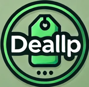 deallp logo - A minimalist green round logo featuring the name 'deallp' and a tag icon symbolizing deals and partnerships